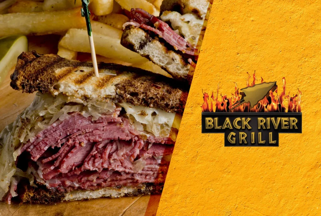 Black River Grill Logo and sandwich