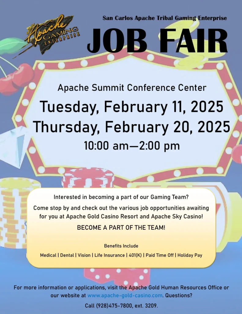 Job Fair at Apache Gold February 11 and February 20