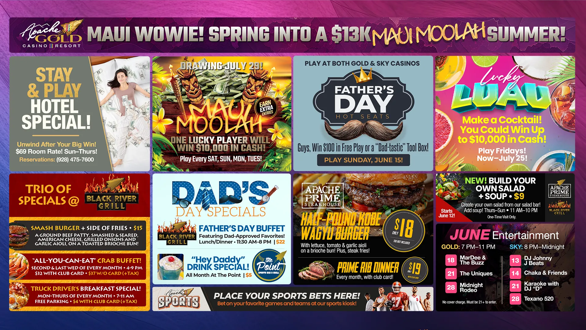 June Flyer for Apache Gold Casino